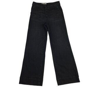 Pilcro & The Letterpress Wide-Leg Jeans Womens 29 Faded Black Denim Cotton Blend